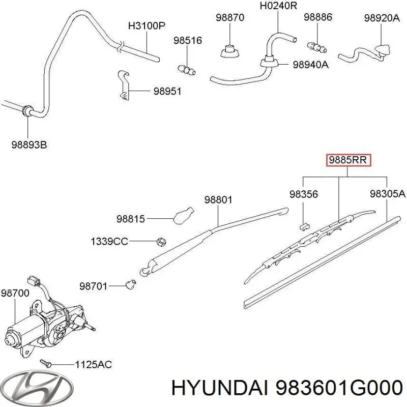 дворник заднего стекла Hyundai/Kia 983601G000 цена, от 8.12 USD