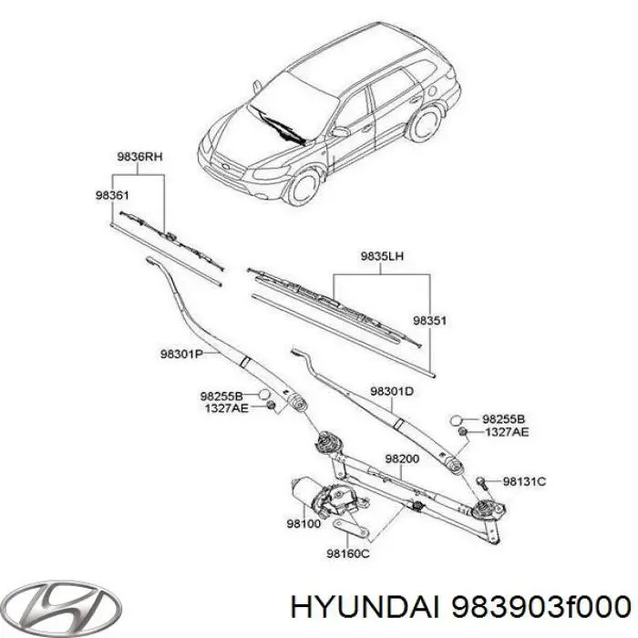 Заглушка гайки крепления поводка переднего дворника Hyundai/Kia 983903F000