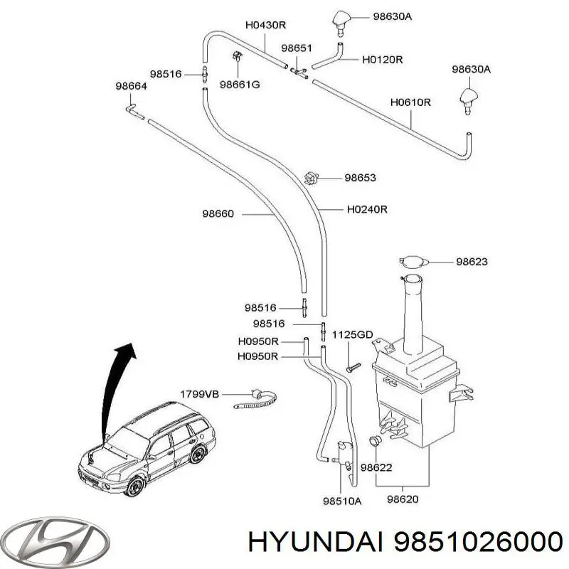 9851026000 Hyundai/Kia насос-мотор омывателя стекла переднего