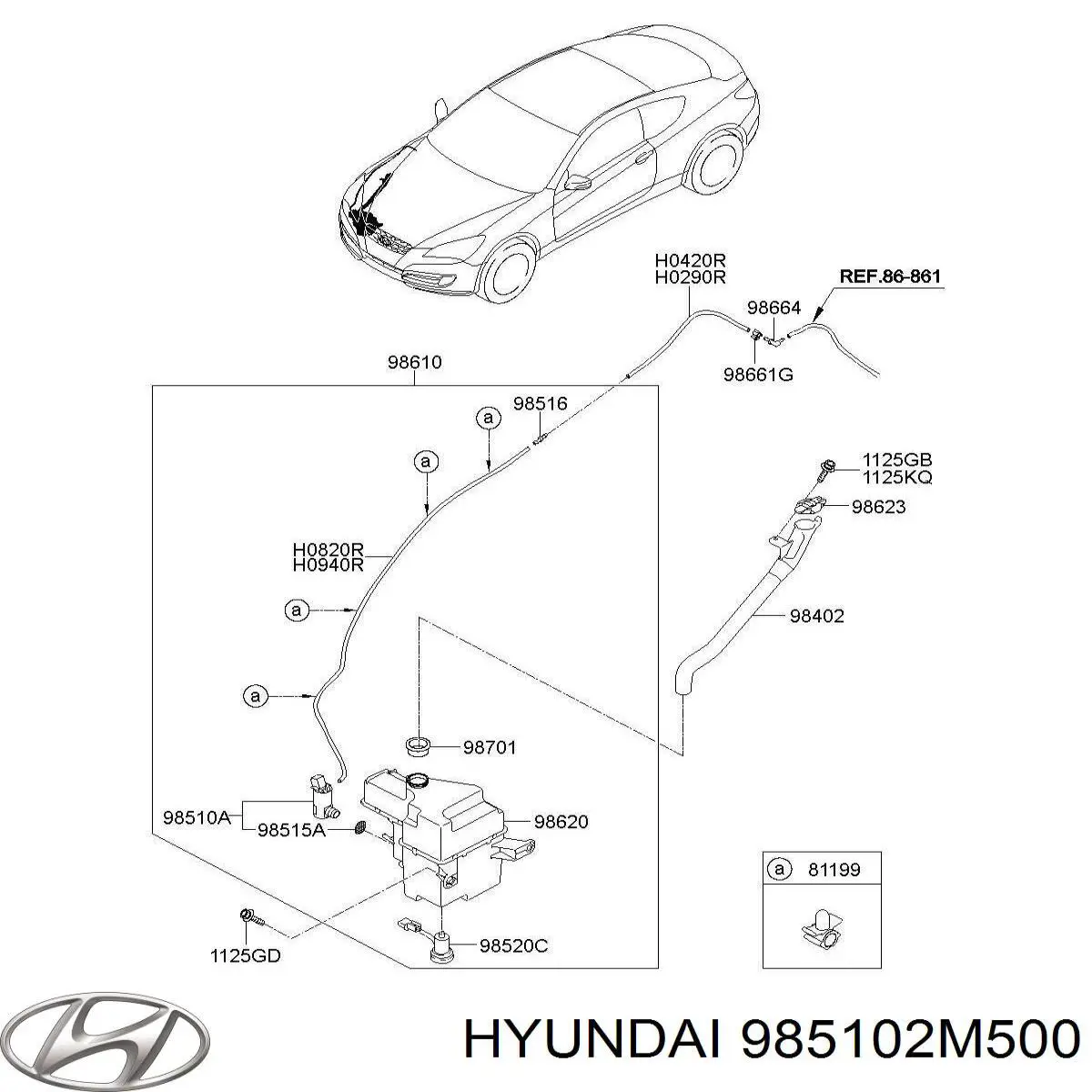 985102M500 Hyundai/Kia Мотор омывателя лобового стекла