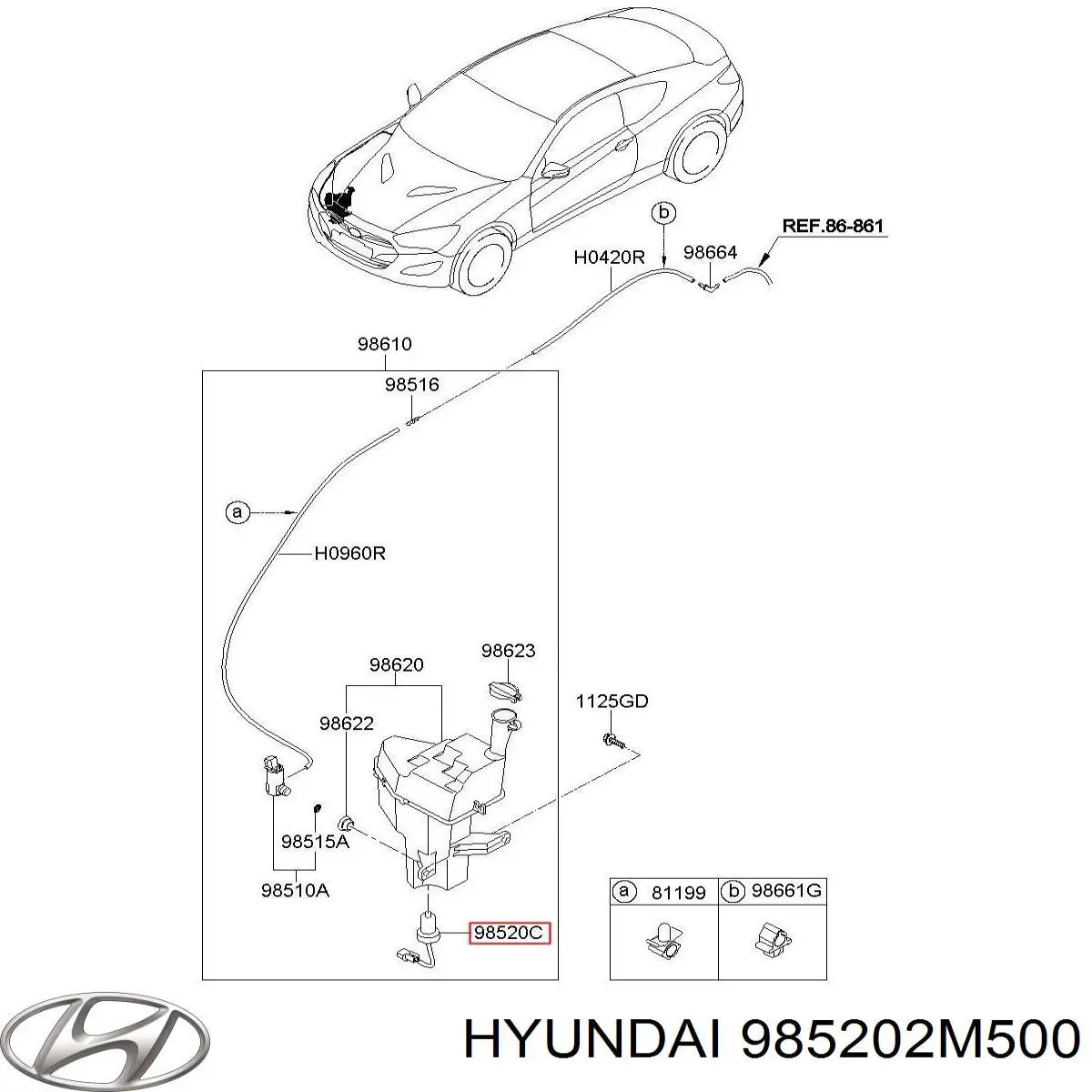 Датчик уровня бачка стеклоомывателя на Hyundai Sonata LF