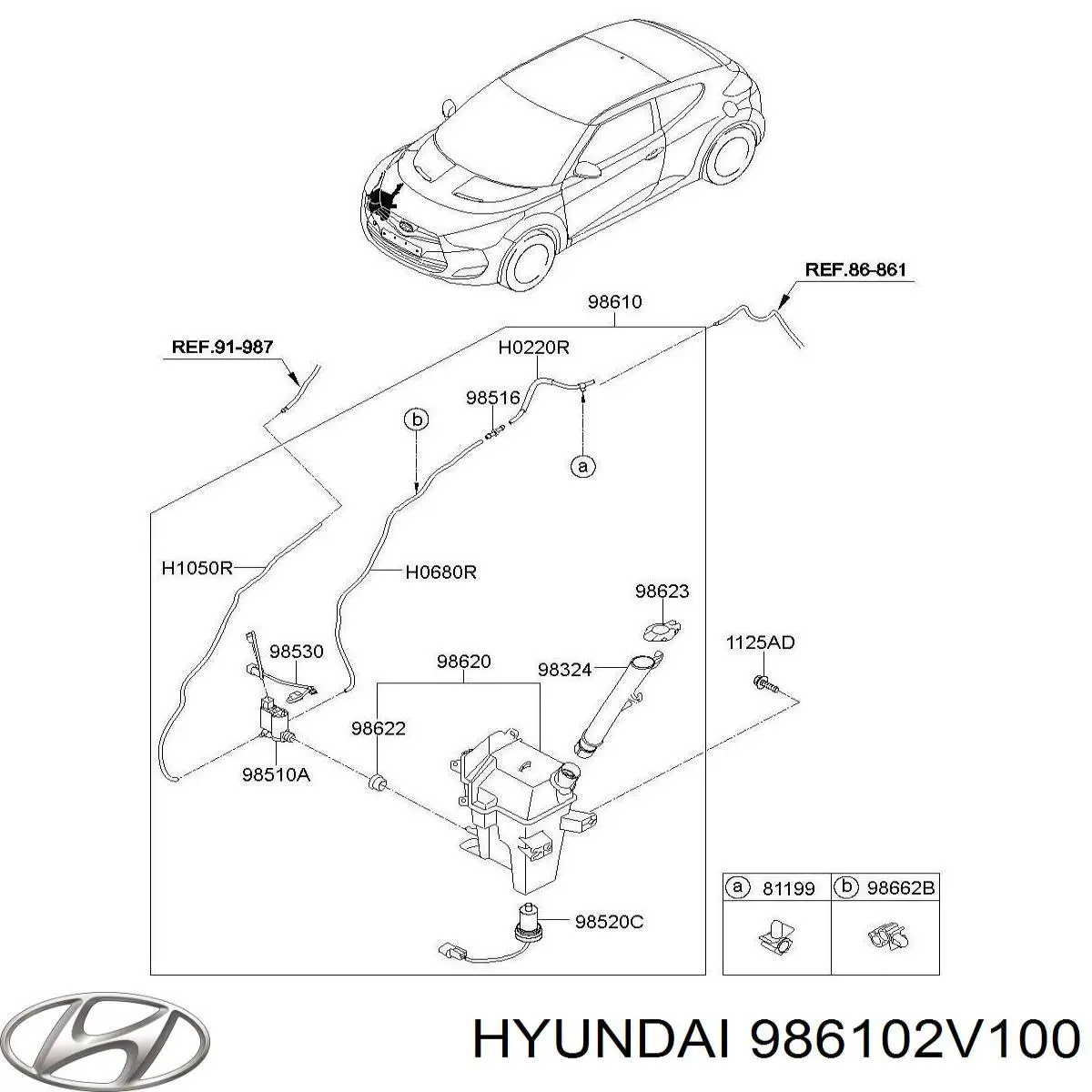 986102V100 Hyundai/Kia Бачок омывателя стекла