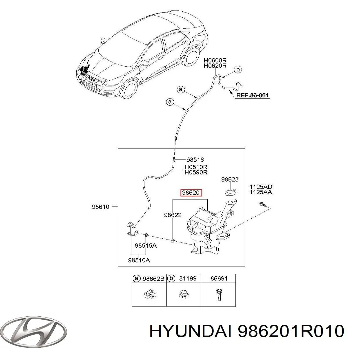 986201R010 Hyundai/Kia бачок омывателя стекла