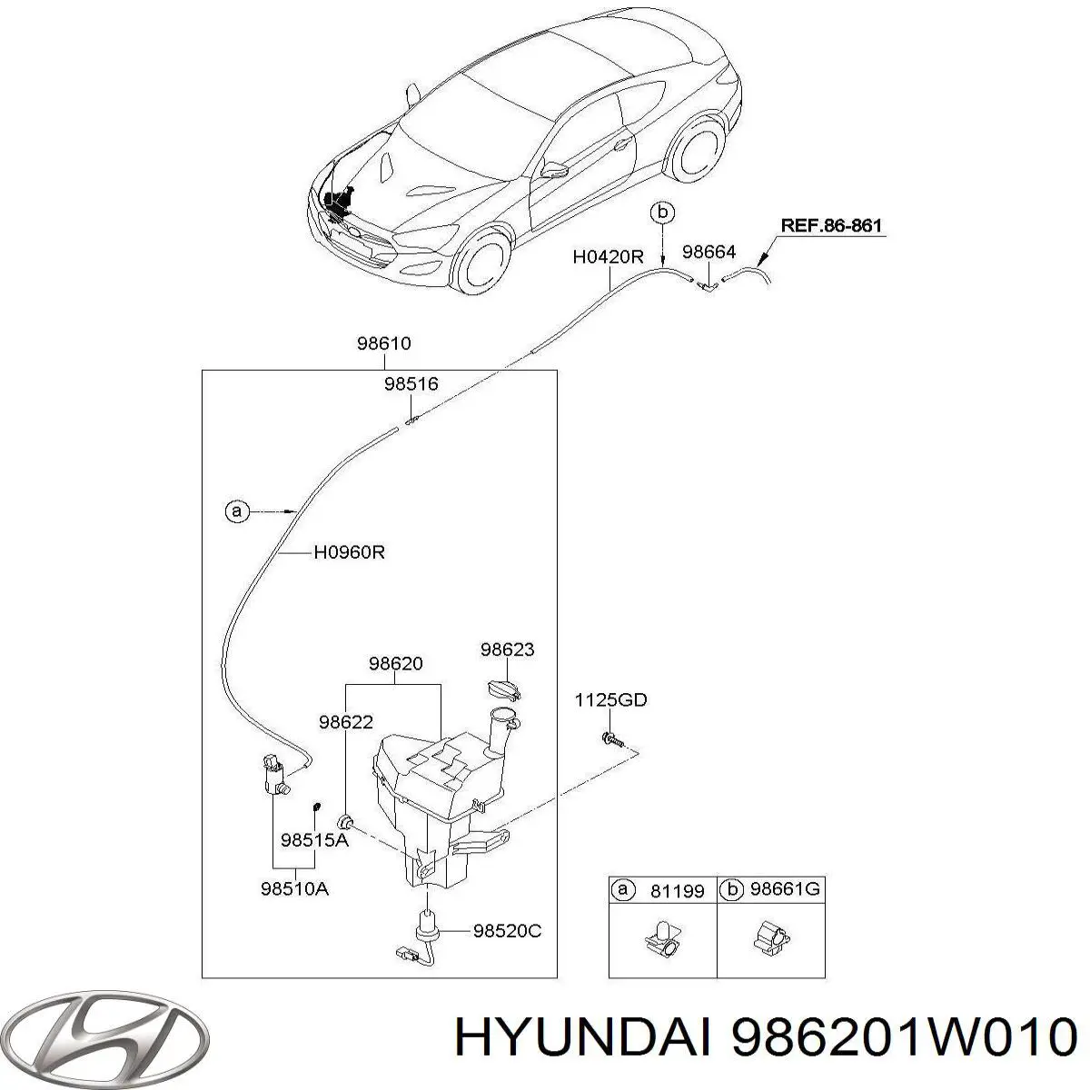 Бачок омывателя лобового стекла Hyundai/Kia 986201W010 цена, от 88.57 USD