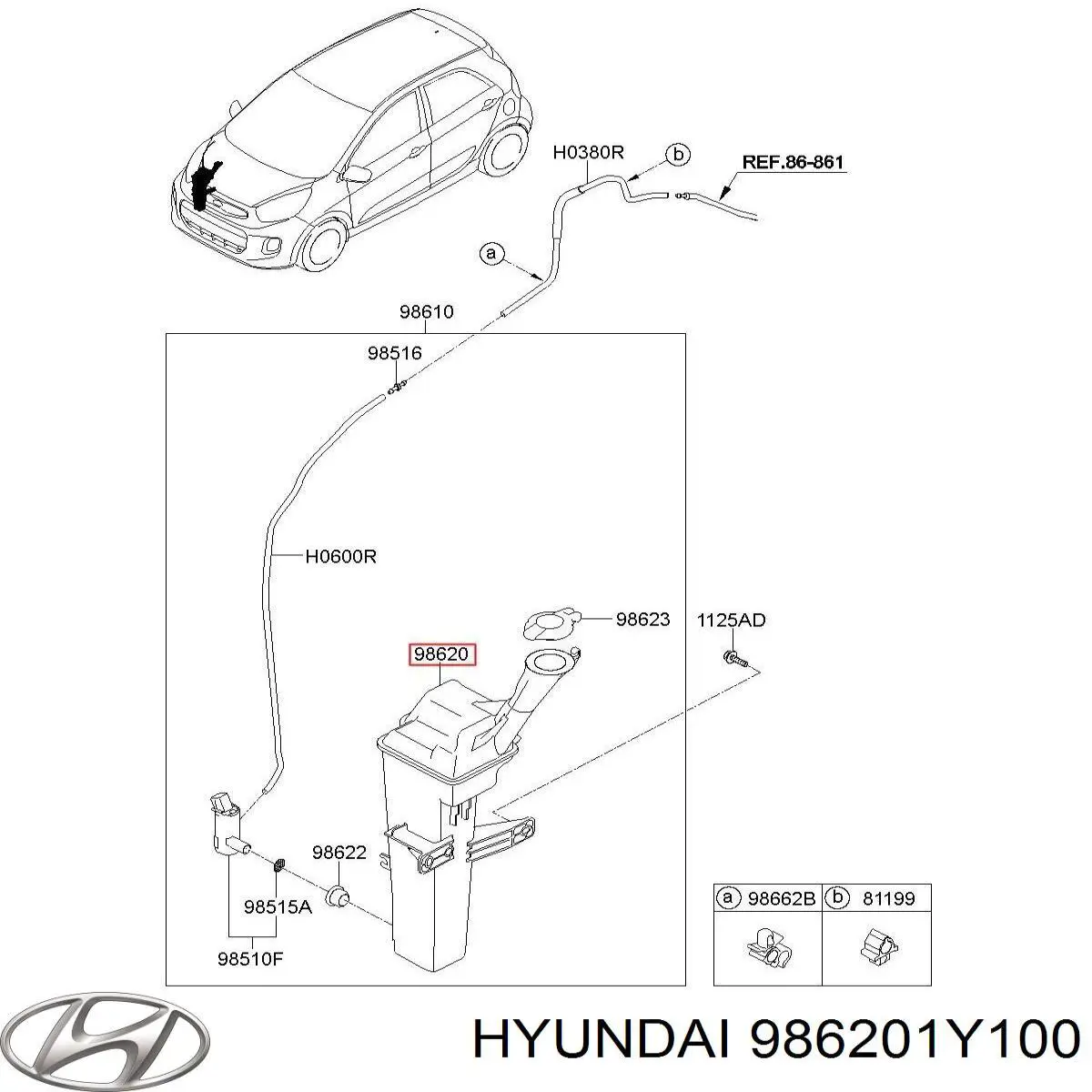 Купить 986201Y100 Hyundai/Kia Бачок омывайки
