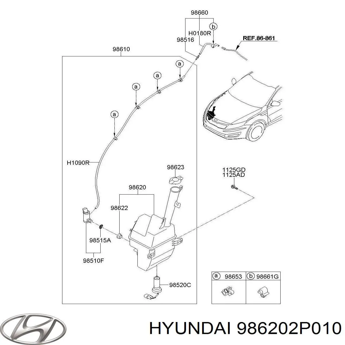 986202P010 Hyundai/Kia Бачок омывателя стекла
