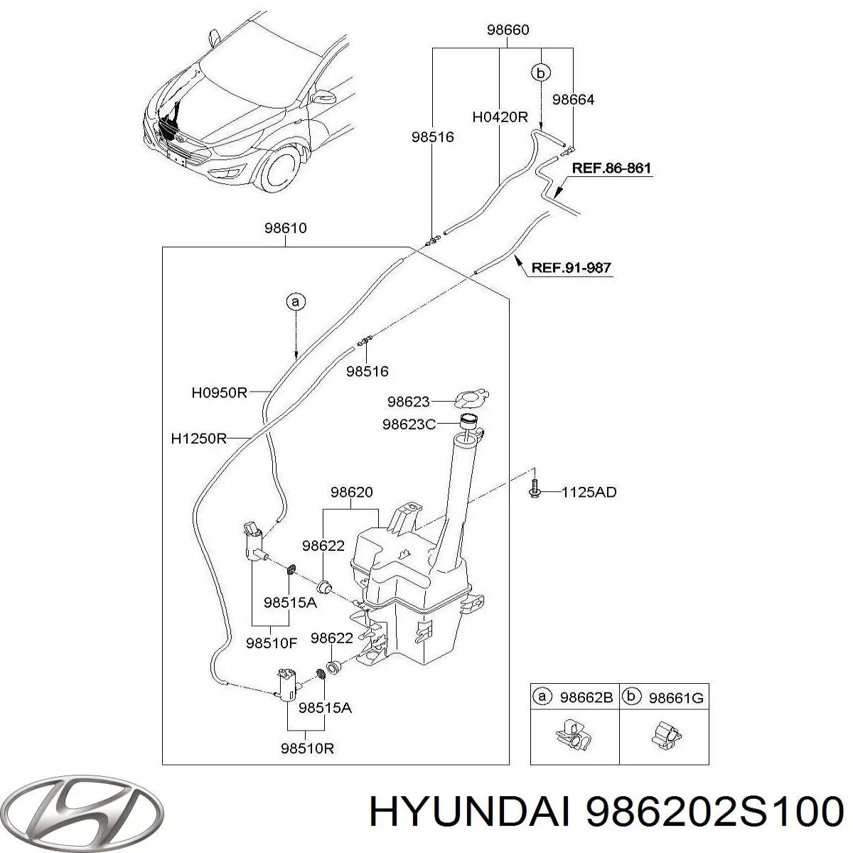 986202S100 Hyundai/Kia tanque de fluido para lavador de vidro