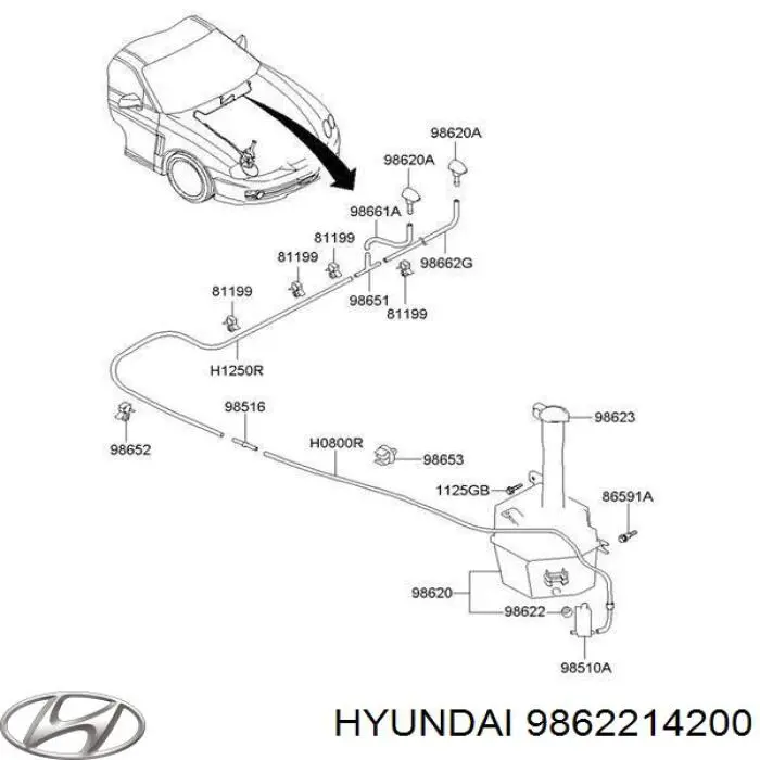 Кольцо уплотнительное насоса омывателя Hyundai/Kia 9862214200