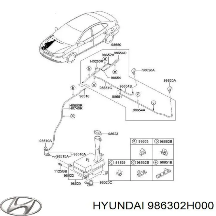 Форсунка омывателя стекла лобового левая Hyundai/Kia 986302H000