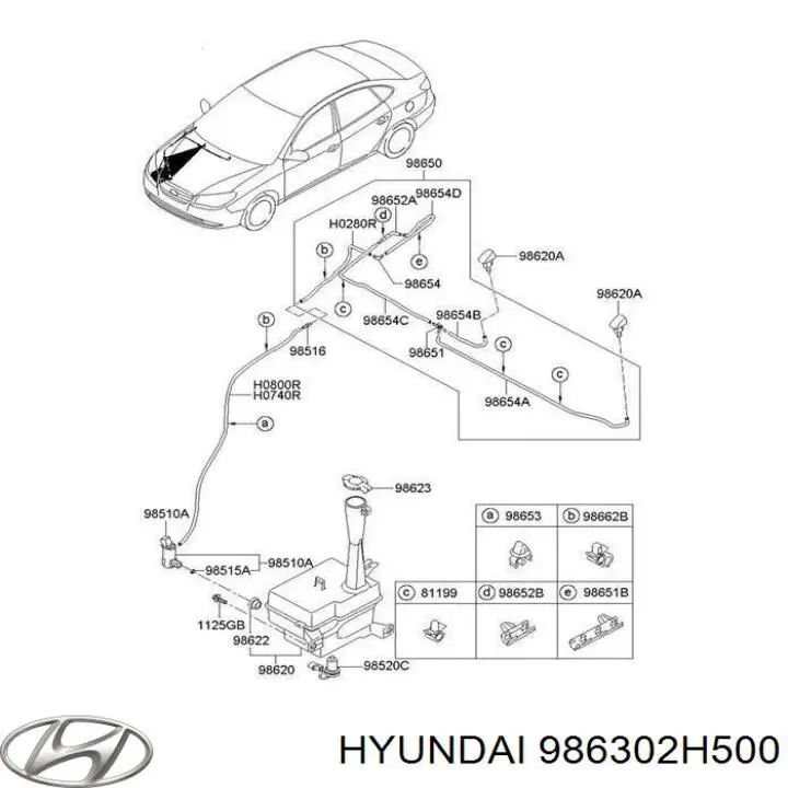 Injetor direito de fluido para lavador de pára-brisas para Hyundai Elantra 