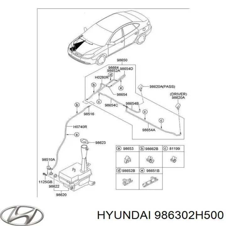 986302H500 Hyundai/Kia Сопло омывателя лобового стекла правое