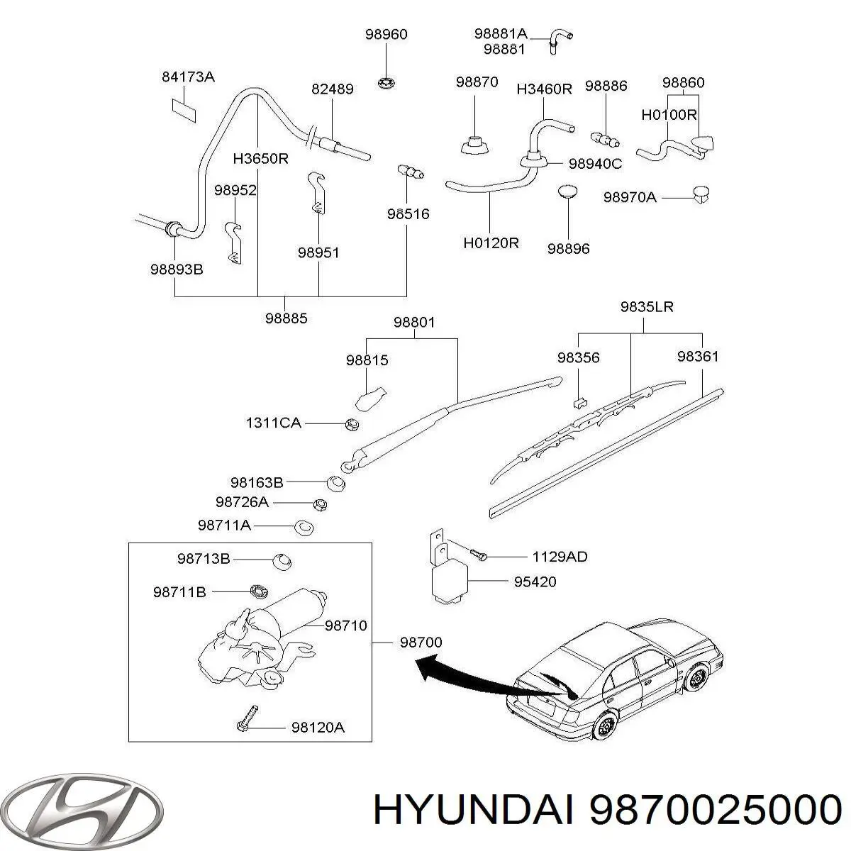 Стеклоочиститель двери задка Hyundai/Kia 9870025000 цена, от 34.34 USD