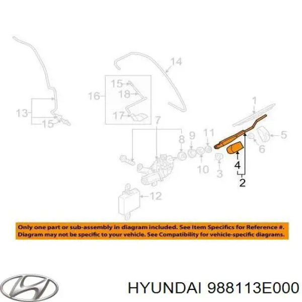 988113E000 Hyundai/Kia рычаг-поводок стеклоочистителя заднего стекла