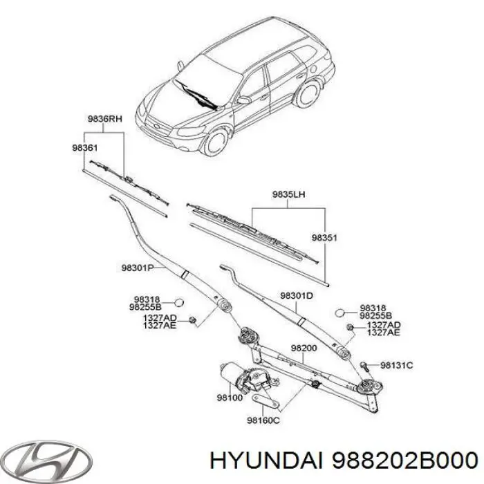 Щетка-дворник заднего стекла 988202B000 Hyundai/Kia