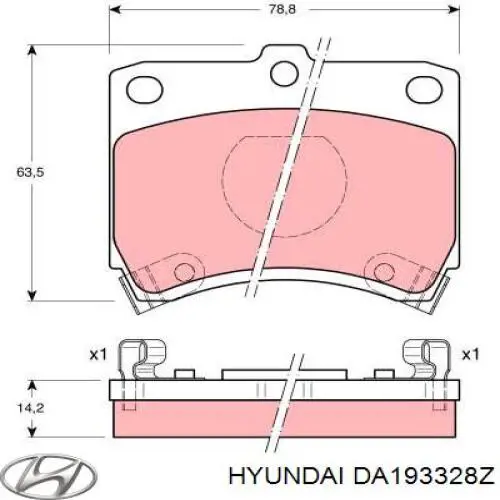 Передние тормозные колодки DA193328Z Hyundai/Kia