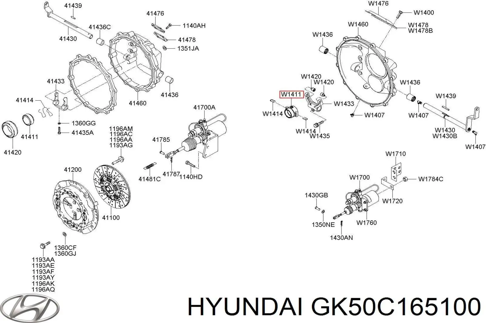 GK50C165100 Hyundai/Kia cilindro de trabalho de embraiagem montado com rolamento de desengate