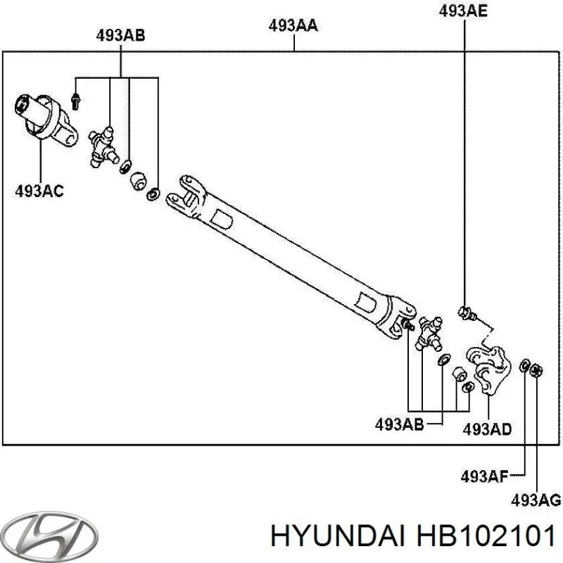 HB102101 Hyundai/Kia вал карданный задний, в сборе