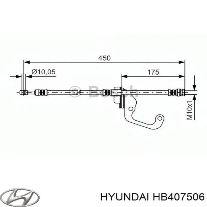 HB407506 Hyundai/Kia Шланг тормозной передний правый
