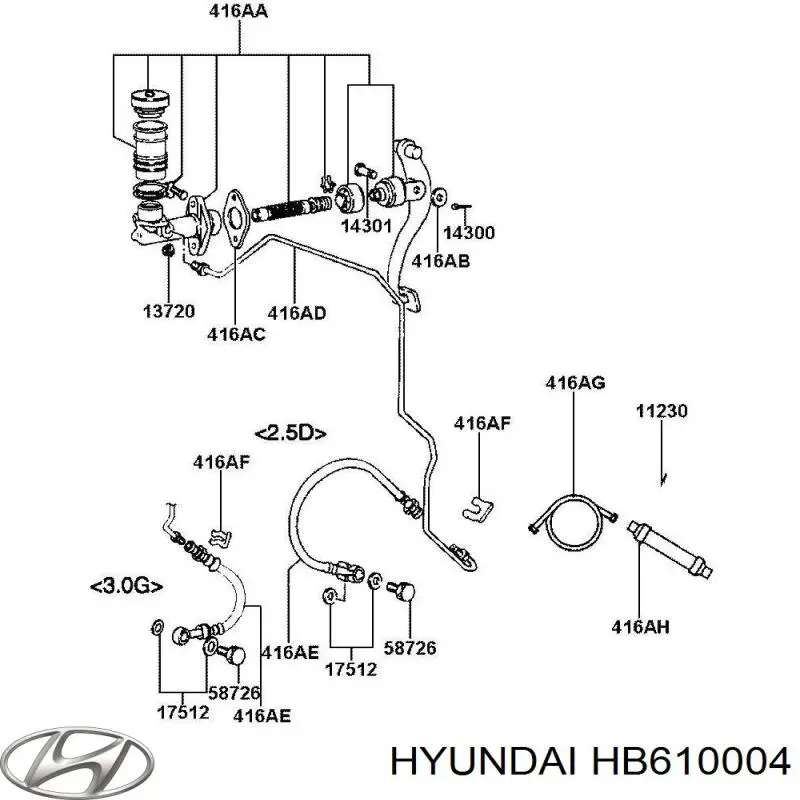 Главный цилиндр сцепления HB610004 Hyundai/Kia