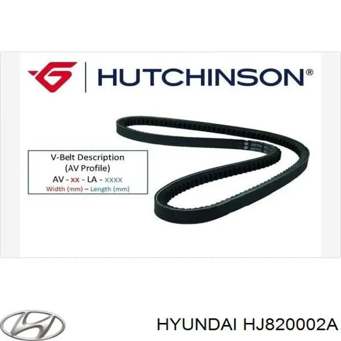 Клиновый ремень Hyundai/Kia HJ820002A цена, от 5.76 USD