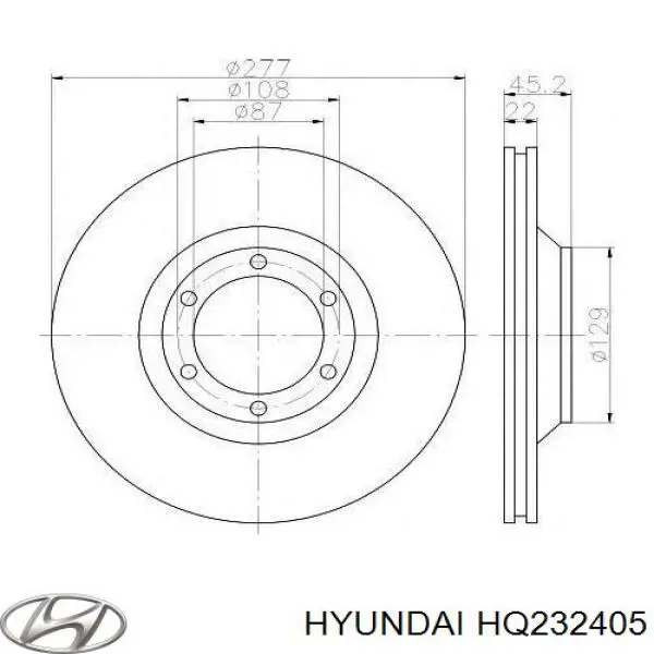 HQ232405 Hyundai/Kia диск тормозной передний