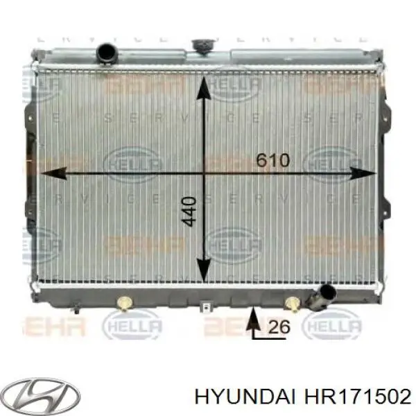 Радиатор HR171502 Hyundai/Kia