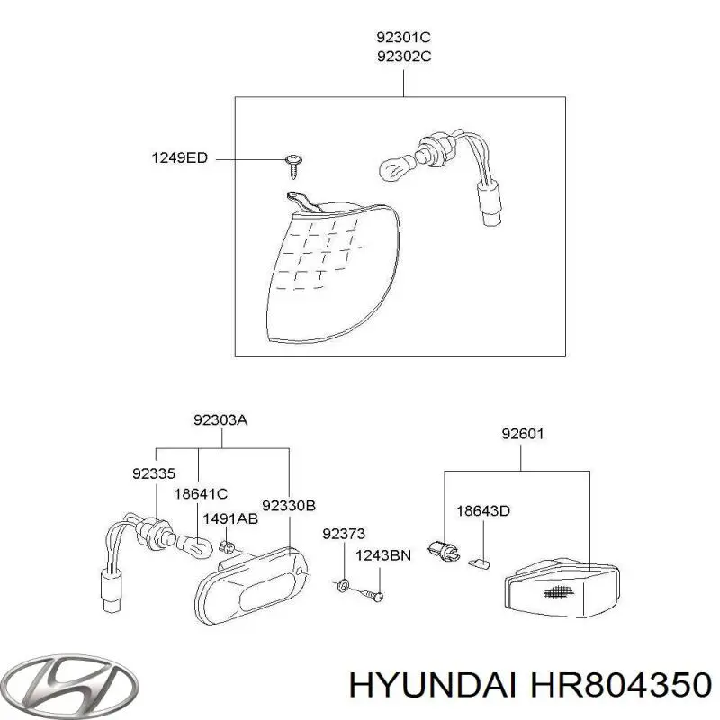 Правый указатель поворота Hyundai/Kia HR804350 цена, от 98.61 USD