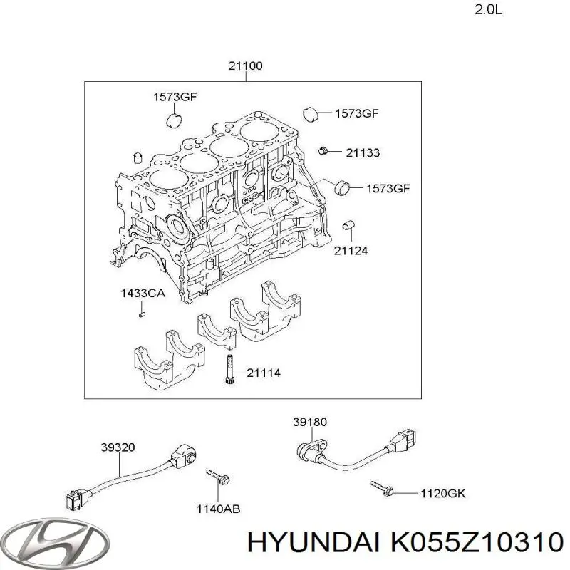 K055Z10310 Hyundai/Kia блок цилиндров двигателя