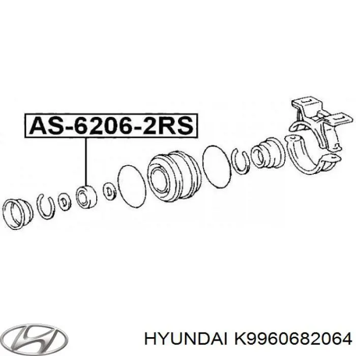 Купить K9960682064 Hyundai/Kia Подвесной подшипник передней полуоси