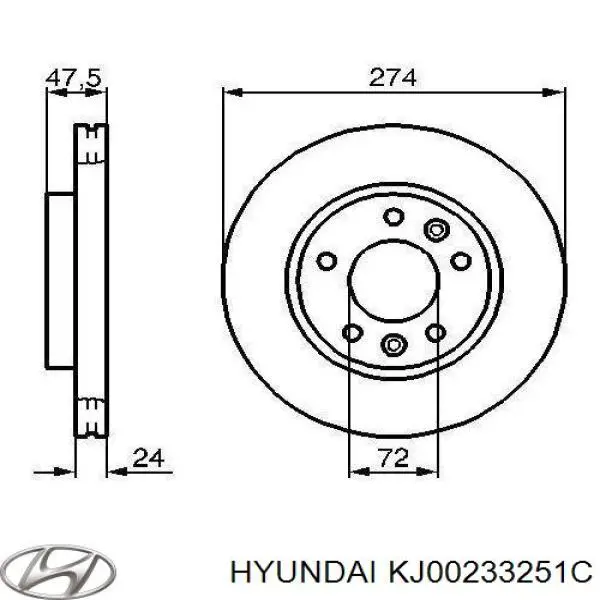 Тормоз дисковый передний Hyundai/Kia KJ00233251C цена, от 26.04 USD