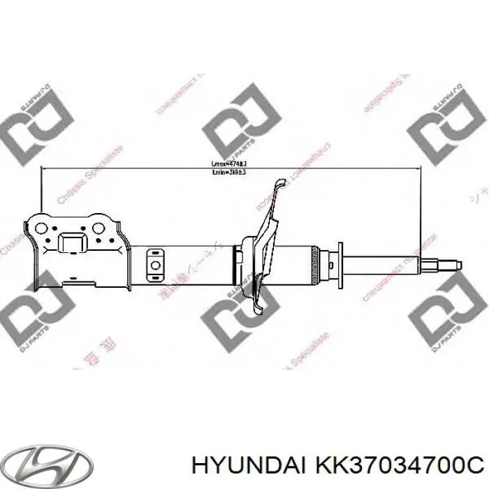 Амортизатор передний правый KK37034700C Hyundai/Kia