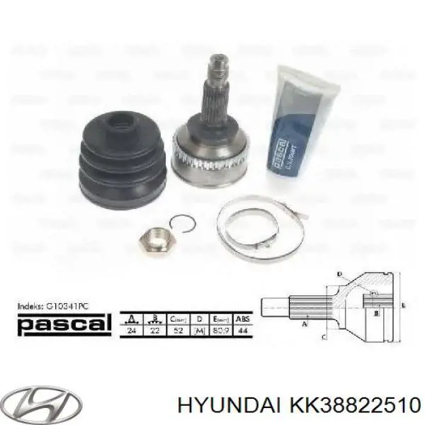 ШРУС наружный передний правый KK38822510 Hyundai/Kia