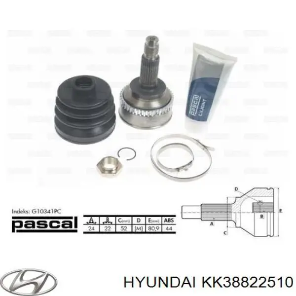 ШРУС наружный передний правый KK38822510 Hyundai/Kia