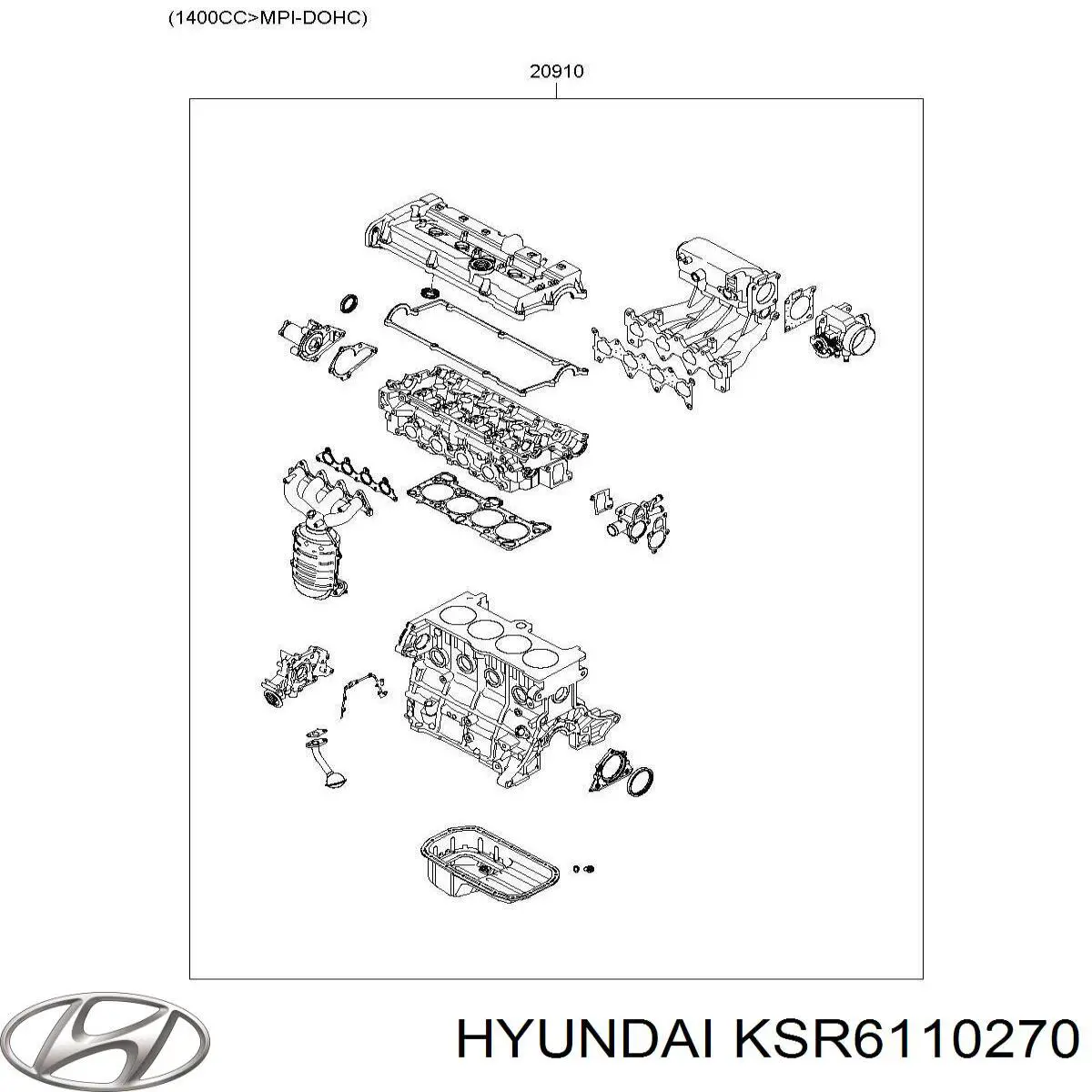 KSR6110270 Hyundai/Kia комплект прокладок двигателя полный