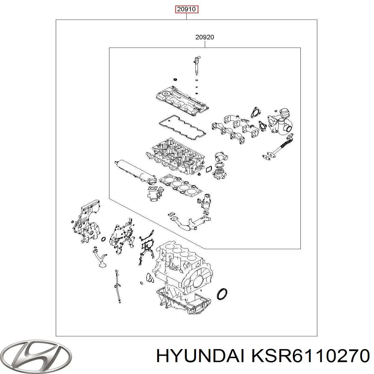 KSR6110270 Hyundai/Kia Комплект прокладок на двигатель