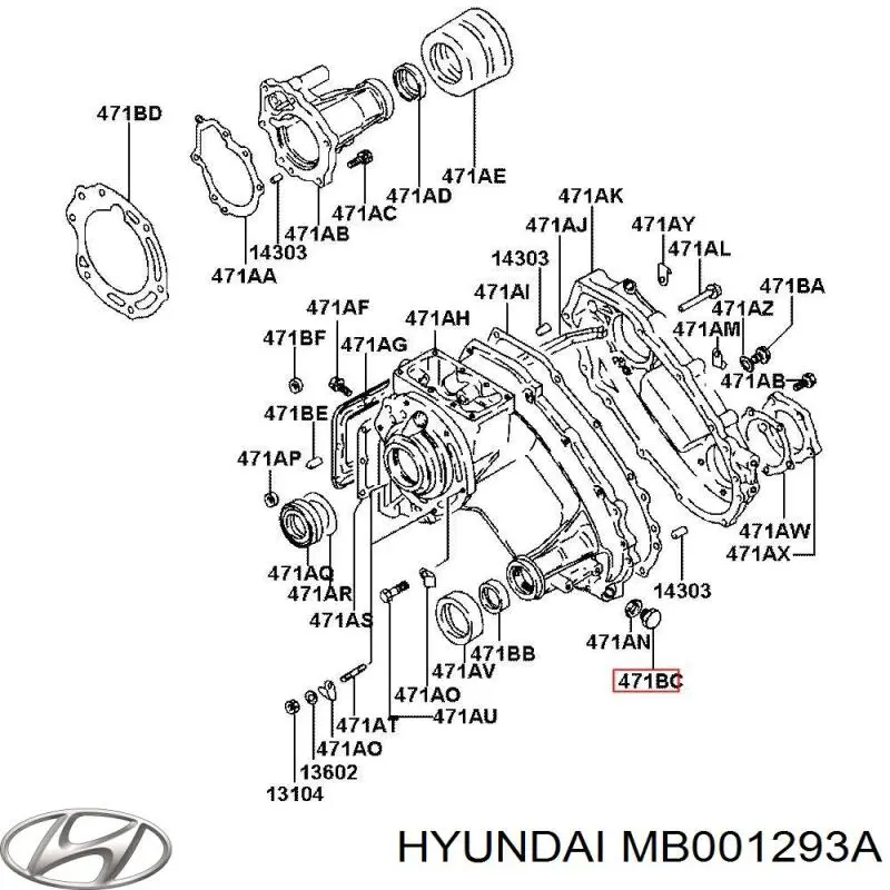 MB001293 Hyundai/Kia tampão de enchimento de eixo traseiro/dianteiro