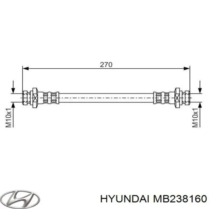 Тормозной шланг задний Hyundai/Kia MB238160 цена, от 9.27 USD