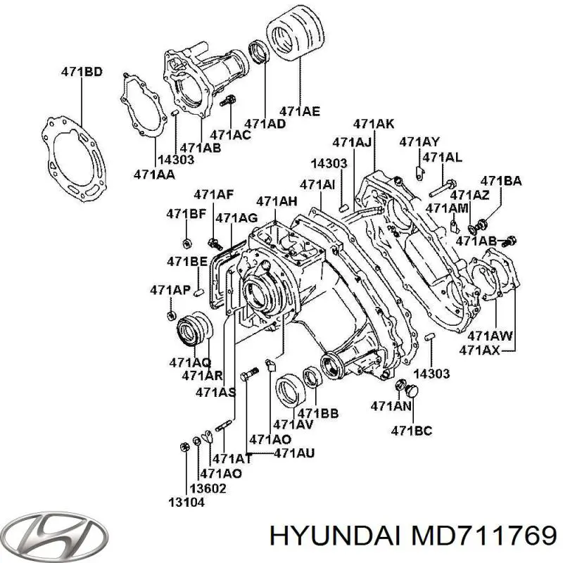 Сальник раздаточной коробки, первичного вала MD711769 Hyundai/Kia