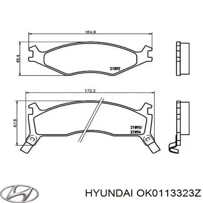 Передние тормозные колодки OK0113323Z Hyundai/Kia