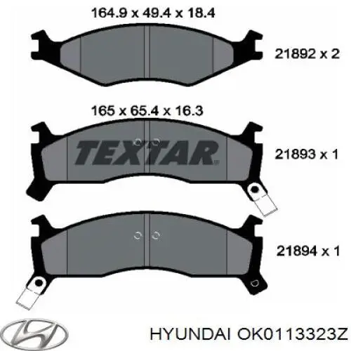 Колодки Hyundai/Kia OK0113323Z цена, от 24.58 USD