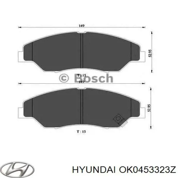 Передние тормозные колодки OK0453323Z Hyundai/Kia