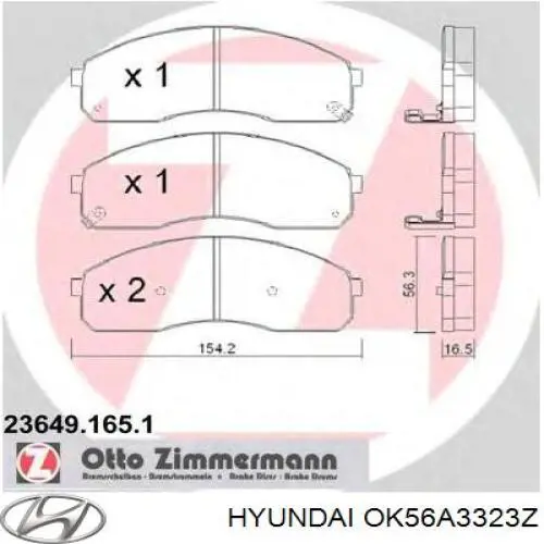 Передние тормозные колодки OK56A3323Z Hyundai/Kia