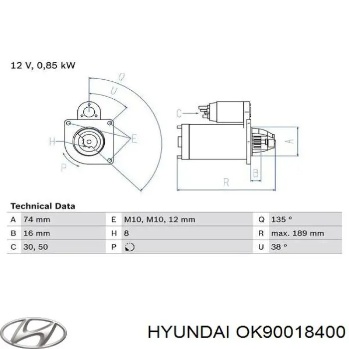 OK90018400 Hyundai/Kia стартер