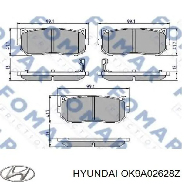 Купить OK9A02628Z Hyundai/Kia Колодки тормозные задние, дисковые