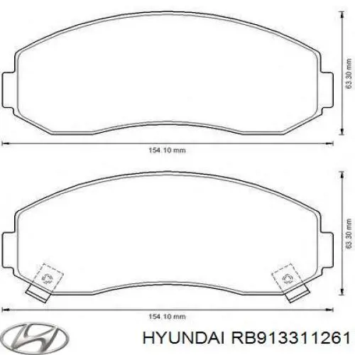 Передние тормозные колодки RB913311261 Hyundai/Kia