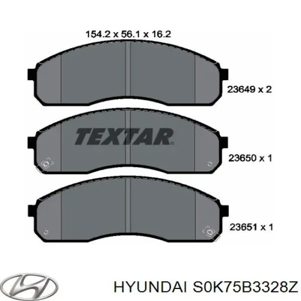 Передние тормозные колодки S0K75B3328Z Hyundai/Kia