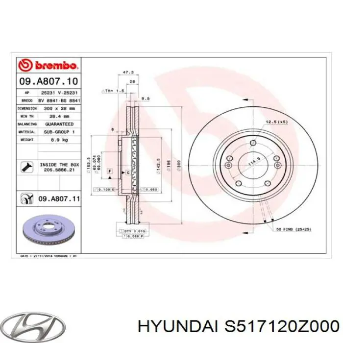 Тормоз дисковый передний Hyundai/Kia S517120Z000 цена, от 50.87 USD