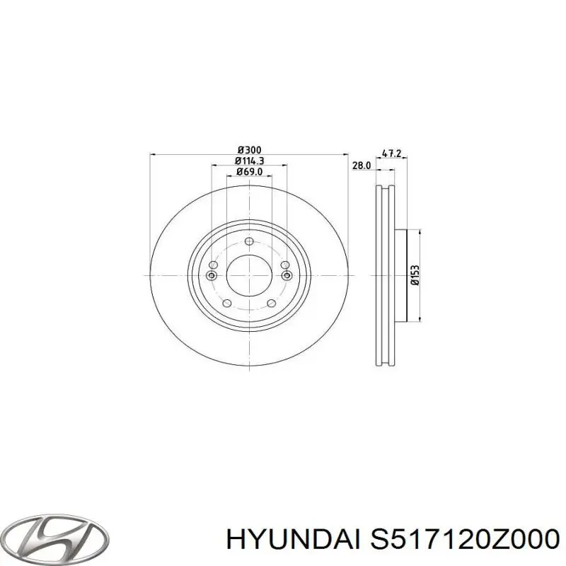 S517120Z000 Hyundai/Kia Диск тормозной передний