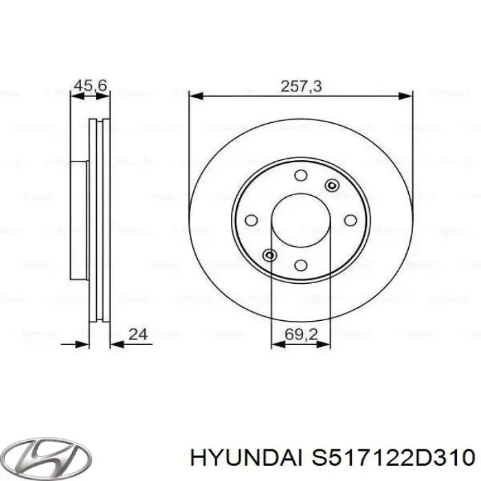 S517122D310 Hyundai/Kia Диск тормозной передний