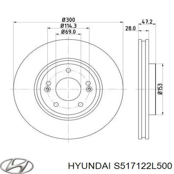 Тормоз дисковый передний Hyundai/Kia S517122L500 цена, от 59.31 USD